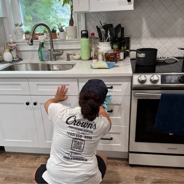 Deep cleaning service preparing a home for guests